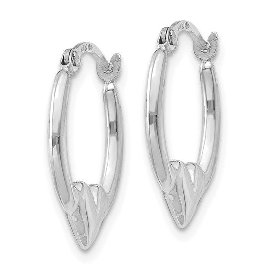 14kt White Gold Heart Hoop Earrings