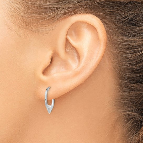 14kt White Gold Heart Hoop Earrings