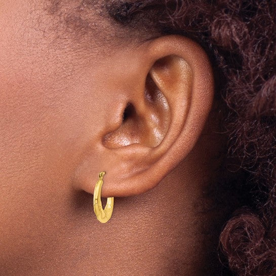 14kt Yellow Gold Hollow X Hoop Earrings