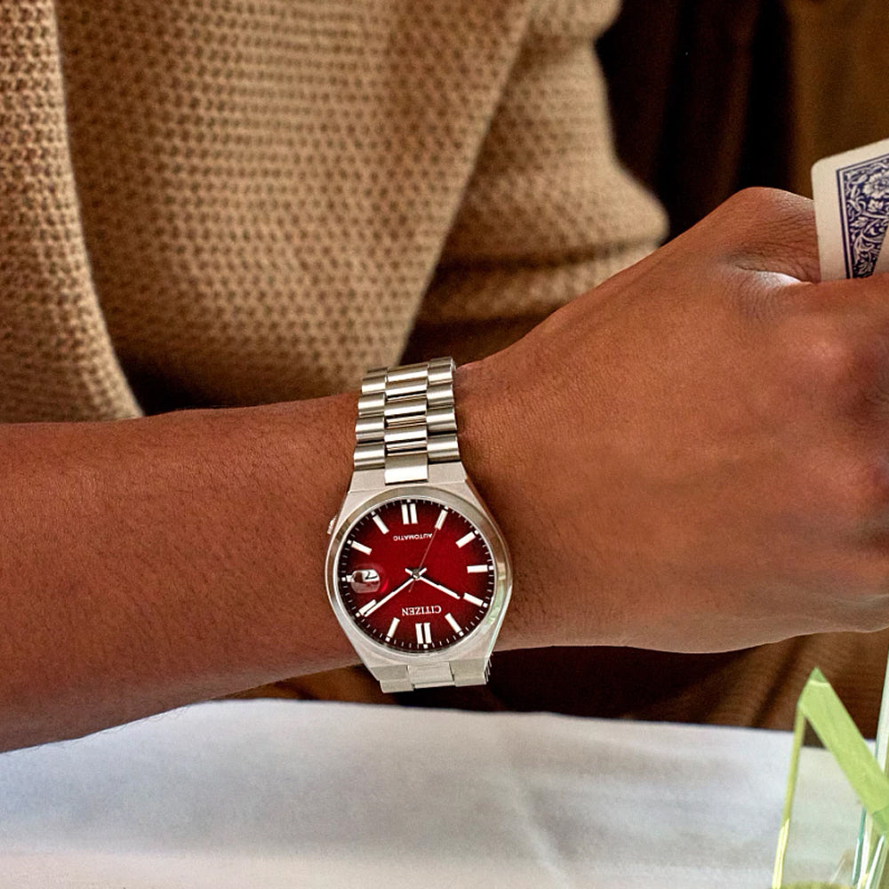 Citizen Tsuyosa Automatic Burgundy Dial Stainless Steel Bracelet Watch 40mm - NJ0150-56W