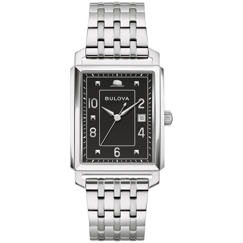 Bulova Frank Sinatra 'The Very Thought of You' Collection Rectangular Black Dial Watch Gift Set (Model: 96X166)