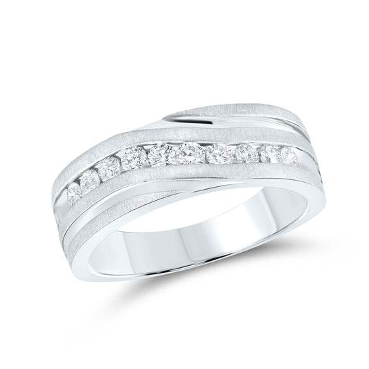 10KT WHITE GOLD MEN’S BAND 0.50 CTW