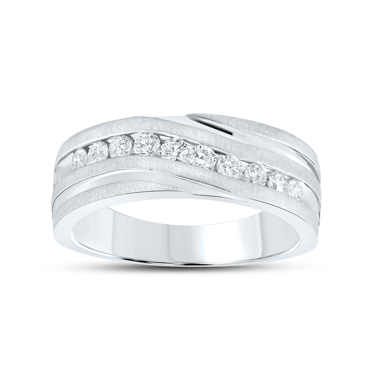 10KT WHITE GOLD MEN’S BAND 0.50 CTW