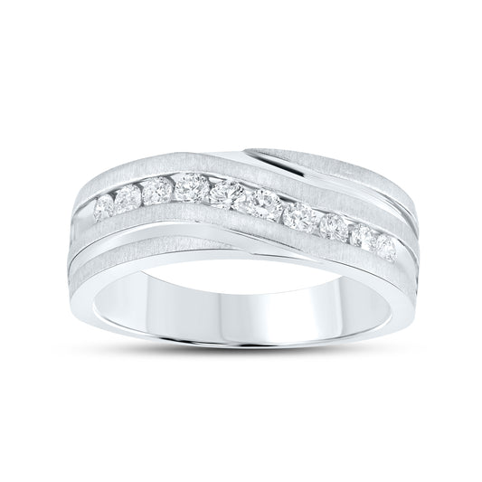 10KT WHITE GOLD MEN’S BAND 0.50 CTW