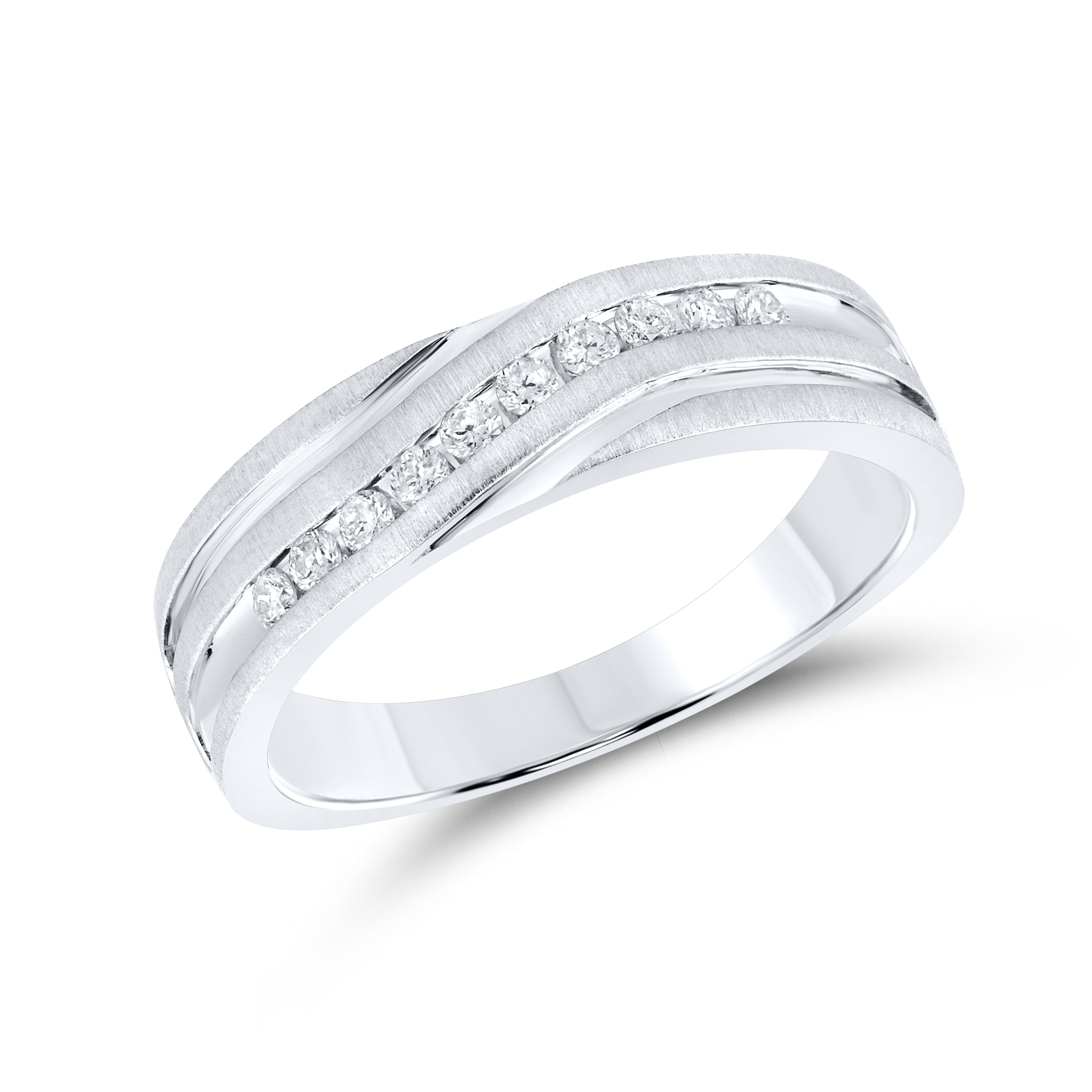 10KT WHITE GOLD  0.25 CTW MEN’S DIAMOND BAND