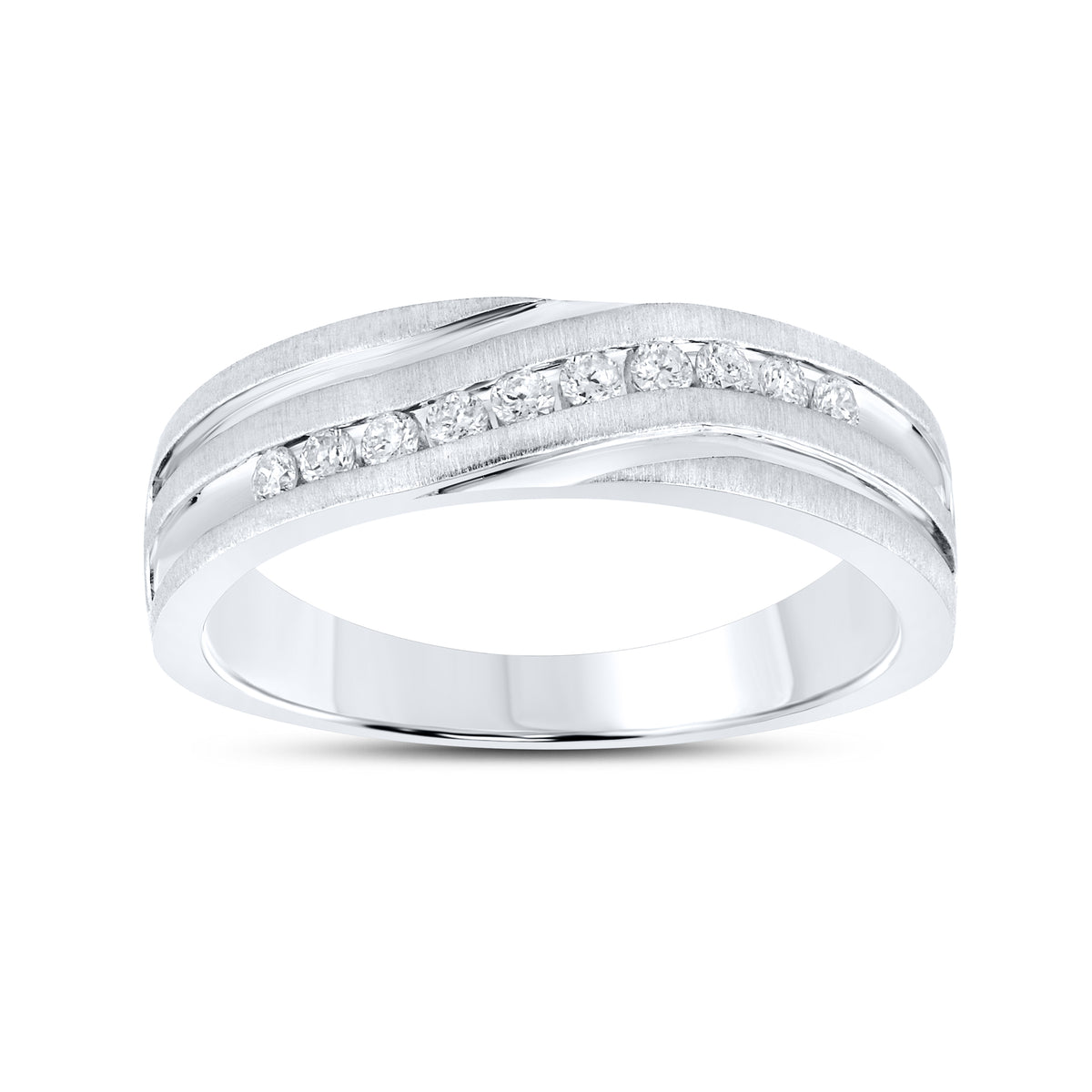 10KT WHITE GOLD  0.25 CTW MEN’S DIAMOND BAND
