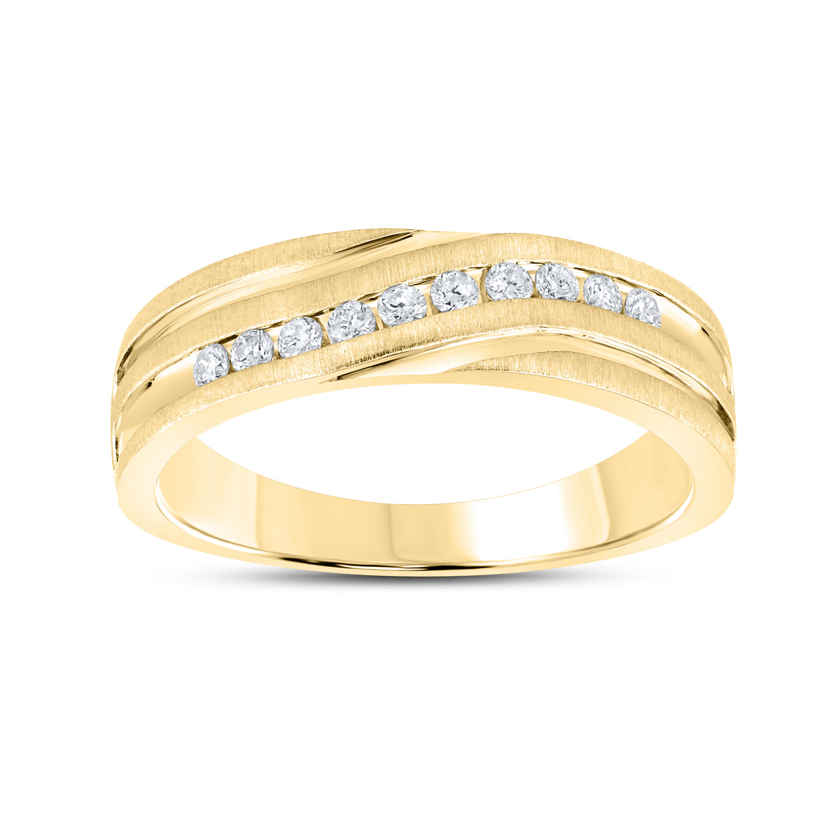 10KT YELLOW GOLD  0.25 CTW MEN’S DIAMOND BAND