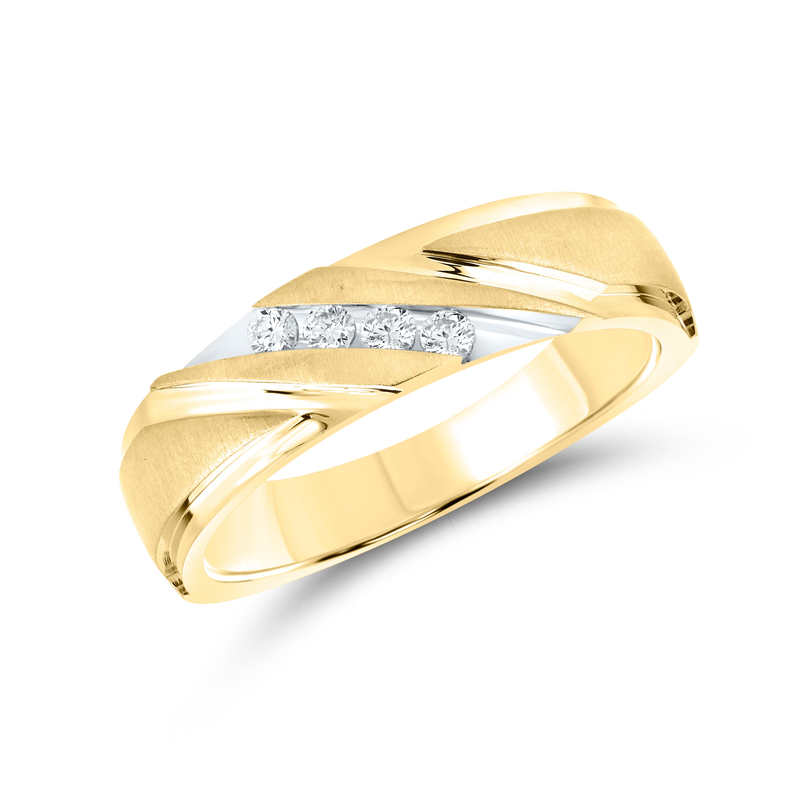 10KT YELLOW GOLD 0.16 CTW MEN’S DIAMOND BAND
