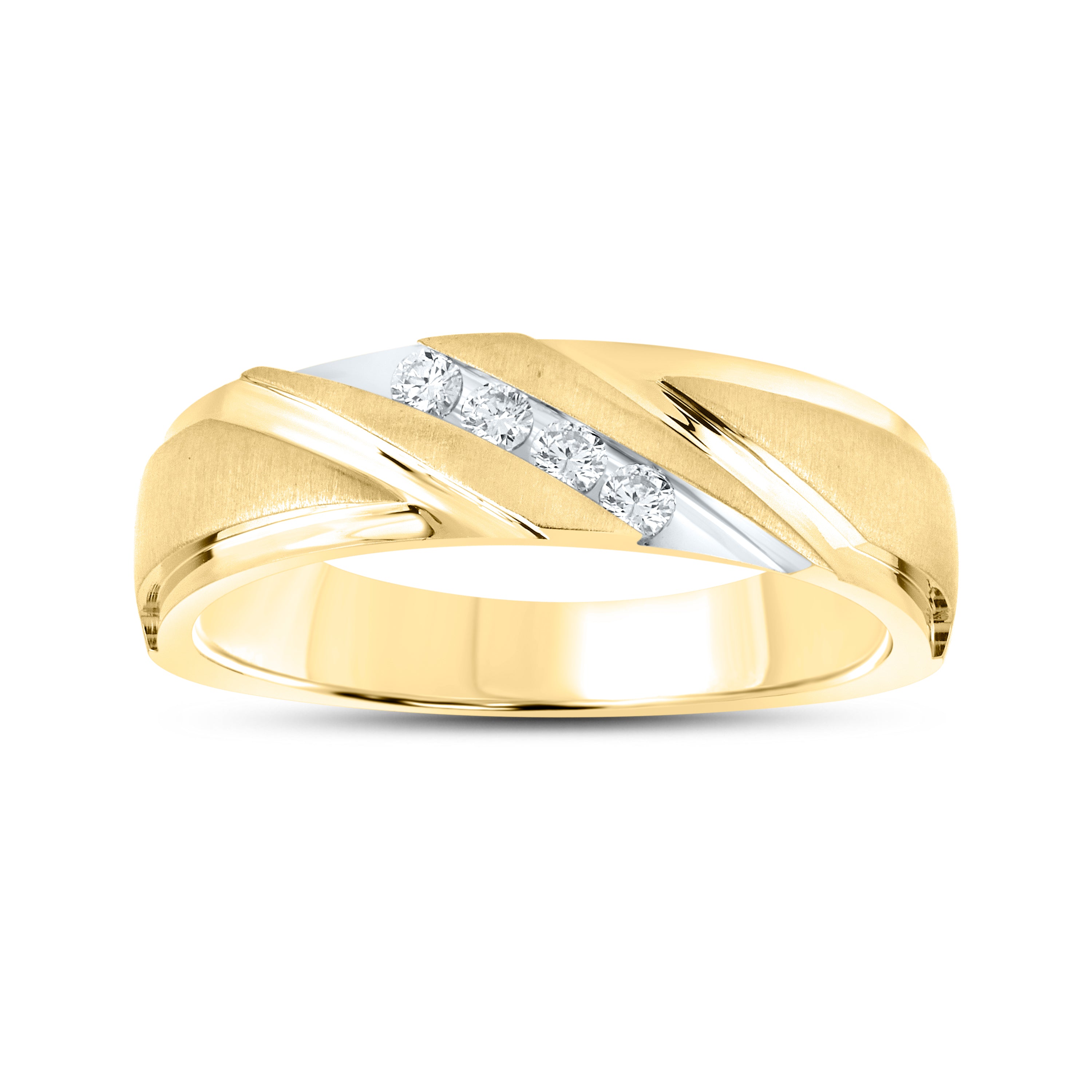 10KT YELLOW GOLD 0.16 CTW MEN’S DIAMOND BAND