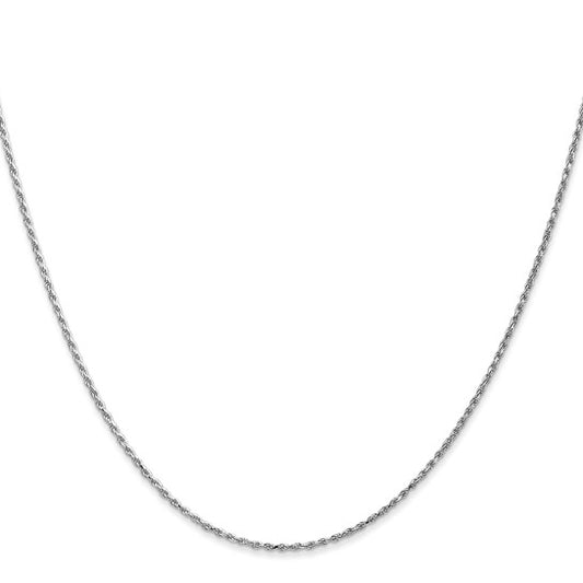 14KT White Gold 16 inch 1.15mm Diamond-cut Machine Made Rope with Lobster Clasp Chain Chain