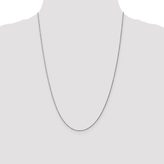 14KT White Gold 24 inch 1.15mm Diamond-cut Machine Made Rope with Lobster Clasp Chain Chain
