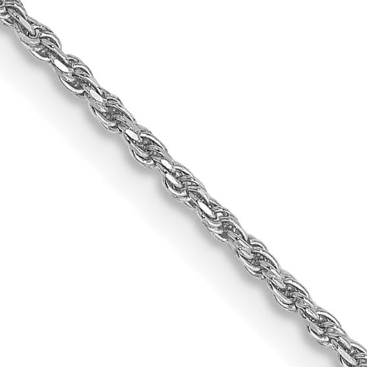 14KT White Gold 16 inch 1.15mm Diamond-cut Machine Made Rope with Lobster Clasp Chain Chain
