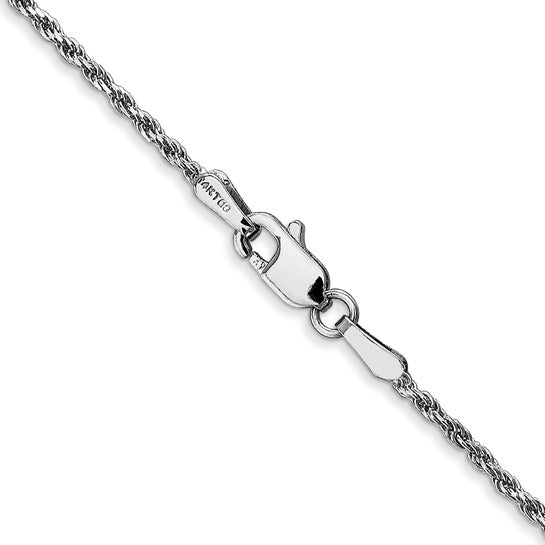14KT White Gold 24 inch 1.3mm Diamond-cut Machine Made Rope with Lobster Clasp Chain Chain