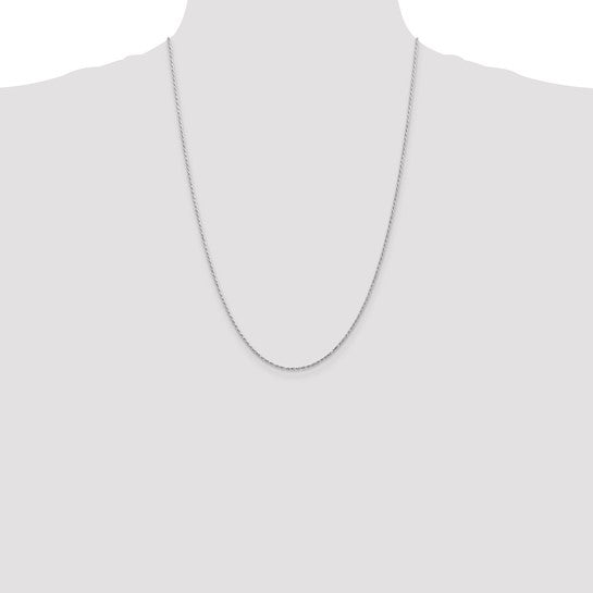 14KT White Gold 24 inch 1.3mm Diamond-cut Machine Made Rope with Lobster Clasp Chain Chain