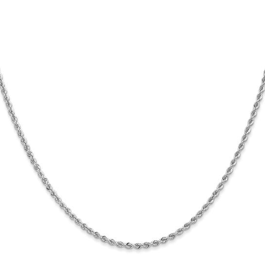 14kt White Gold 24 inch 2mm Regular Rope with Lobster Clasp Chain
