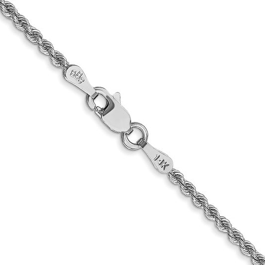 14kt White Gold 24 inch 2mm Regular Rope with Lobster Clasp Chain