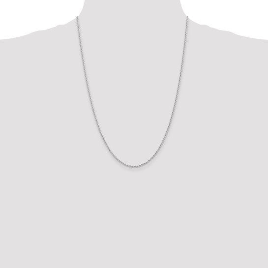 14kt White Gold 24 inch 2mm Regular Rope with Lobster Clasp Chain