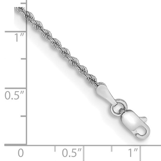 14KT White Gold 8 inch 2mm Regular Rope with Lobster Clasp Chain