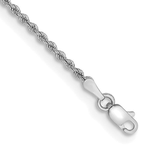 14KT White Gold 8 inch 2mm Regular Rope with Lobster Clasp Chain