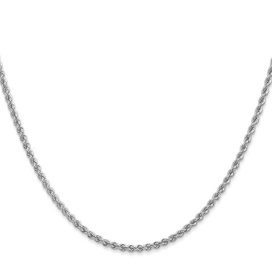 14KT White Gold 16 inch 2.25mm Regular Rope with Lobster Clasp Chain