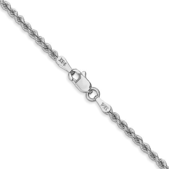 14KT White Gold 16 inch 2.25mm Regular Rope with Lobster Clasp Chain