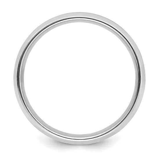 14kt White Gold 6mm Heavyweight Comfort Fit Brushed Satin with Polished Beveled Edge Wedding Band Size 8