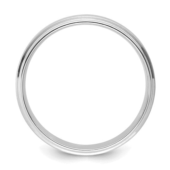 14kt White Gold 6mm Heavyweight Comfort Fit Brushed Satin/Polished Stepped Edge Wedding Band Size 13