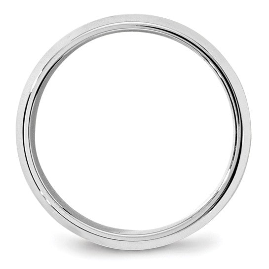 14kt White Gold 7mm Beveled Edge Comfort Fit Wedding Band Size 9