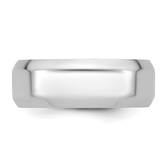 14kt White Gold 8mm Beveled Edge Comfort Fit Wedding Band Size 9.5