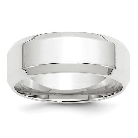 14kt White Gold 8mm Beveled Edge Comfort Fit Wedding Band Size 7