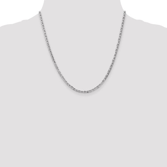 14KT White Gold 24 inch 3mm Concave Anchor with Lobster Clasp Chain