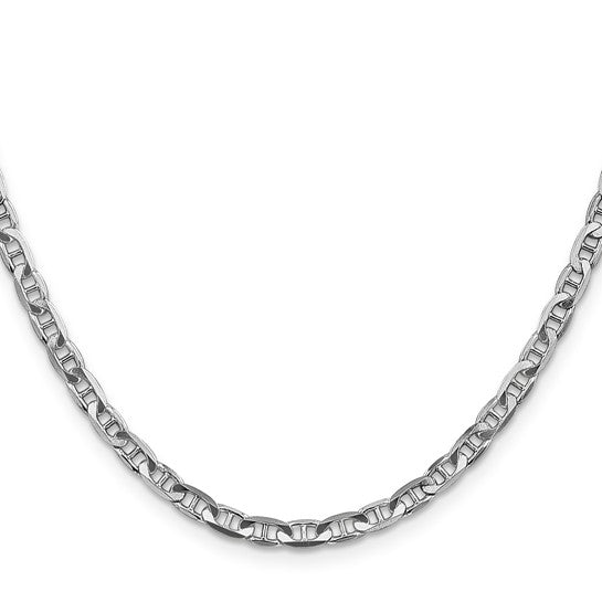 14KT White Gold 24 inch 3.75mm Concave Anchor with Lobster Clasp Chain