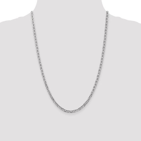 14KT White Gold 24 inch 3.75mm Concave Anchor with Lobster Clasp Chain