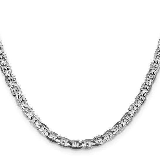 14KT White Gold 8 inch 3.75mm Concave Anchor with Lobster Clasp Chain