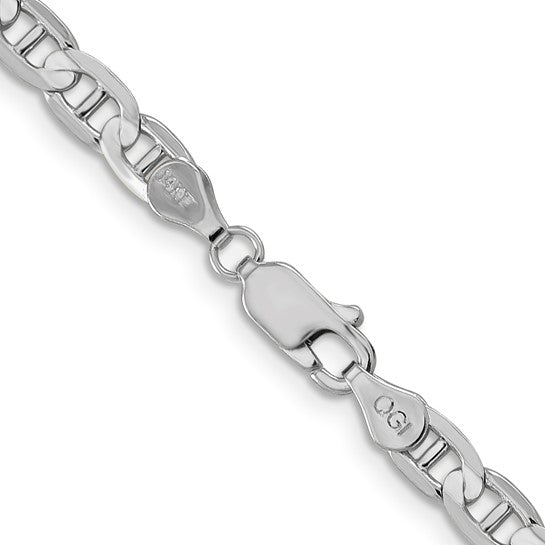 14KT White Gold 8 inch 3.75mm Concave Anchor with Lobster Clasp Chain