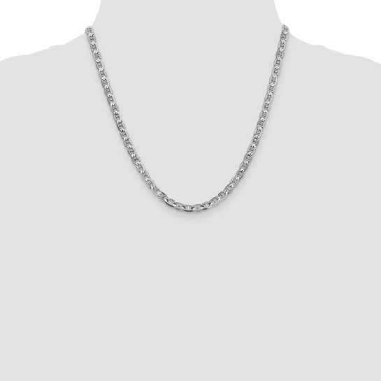 14KT White Gold 20 inch 4.5mm Concave Anchor with Lobster Clasp Chain