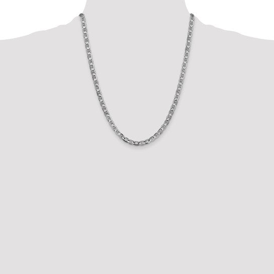 14KT White Gold 22 inch 4.5mm Concave Anchor with Lobster Clasp Chain
