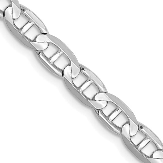 14KT White Gold 22 inch 4.5mm Concave Anchor with Lobster Clasp Chain