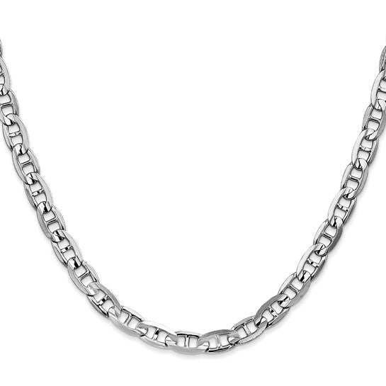14KT White Gold 22 inch 5.25mm Concave Anchor with Lobster Clasp Chain