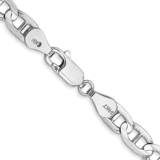 14KT White Gold 22 inch 5.25mm Concave Anchor with Lobster Clasp Chain