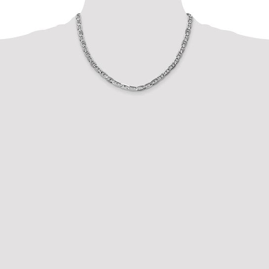 14KT White Gold 18 inch 5.25mm Concave Anchor with Lobster Clasp Chain