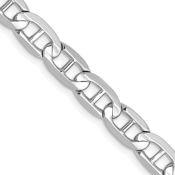 14KT White Gold 22 inch 5.25mm Concave Anchor with Lobster Clasp Chain