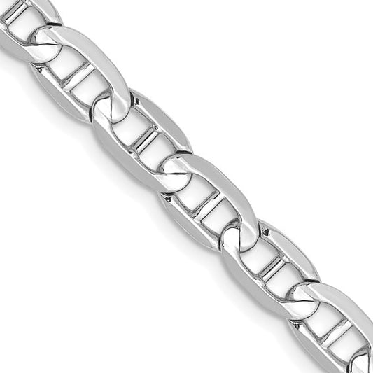 14KT White Gold 22 inch 5.25mm Concave Anchor with Lobster Clasp Chain