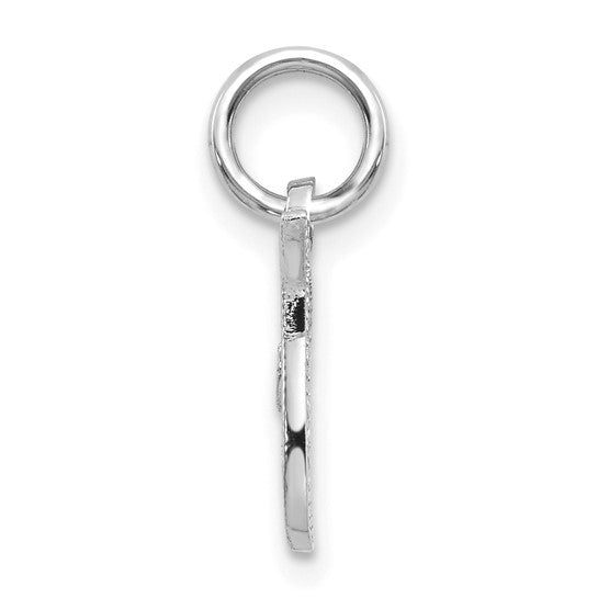 14KT White Gold Casted Script Letter T Initial Charm