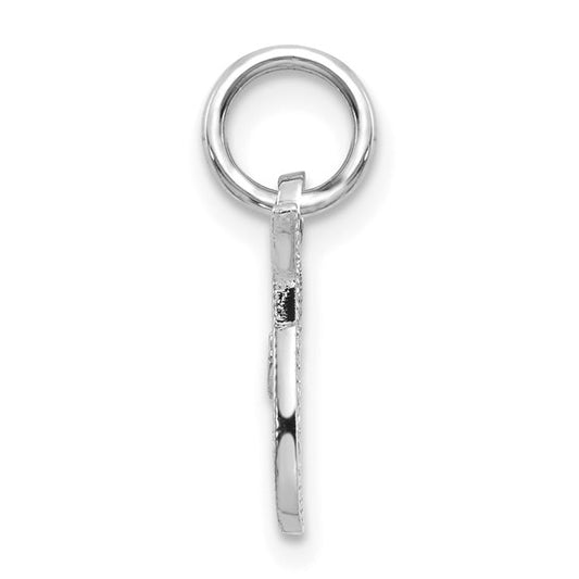 14KT White Gold Casted Script Letter T Initial Charm