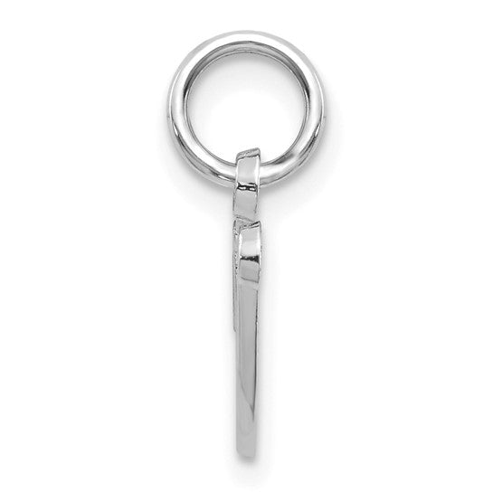 14KT White Gold Casted Script Letter V Initial Charm