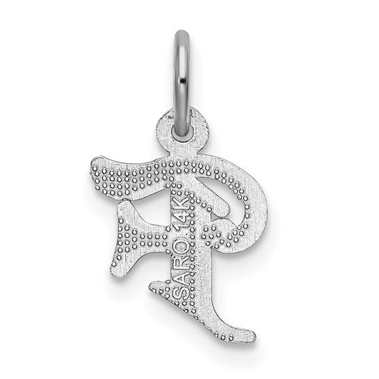 14KT White Gold Diamond-cut Letter F Initial Charm