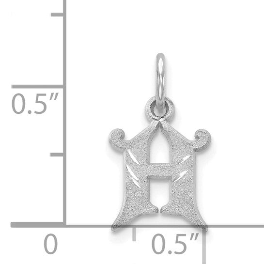 14KT White Gold Diamond-cut Letter H Initial Charm