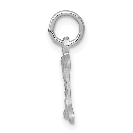 14KT White Gold Diamond-cut Letter I Initial Charm