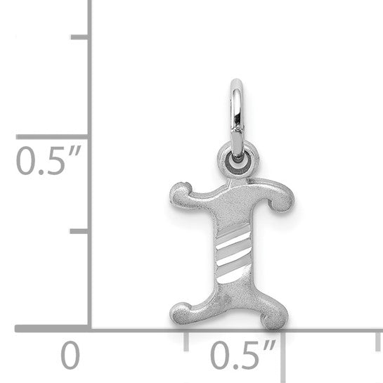 14KT White Gold Diamond-cut Letter I Initial Charm